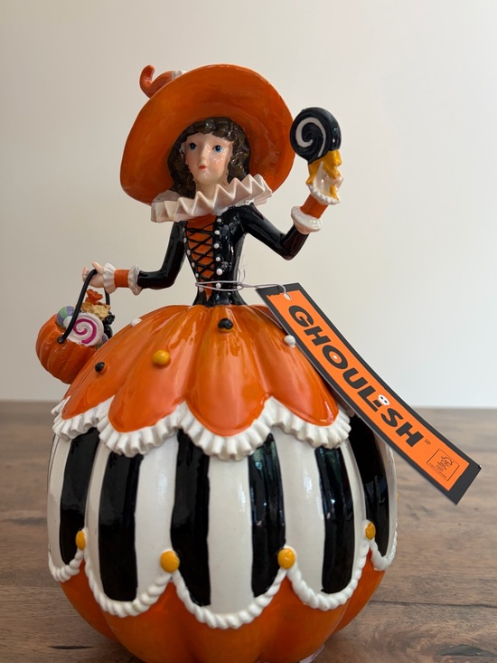 Ghoulish Other - Mackenzie Childs Inspired Halloween Witch Girl Pumpkin NWT